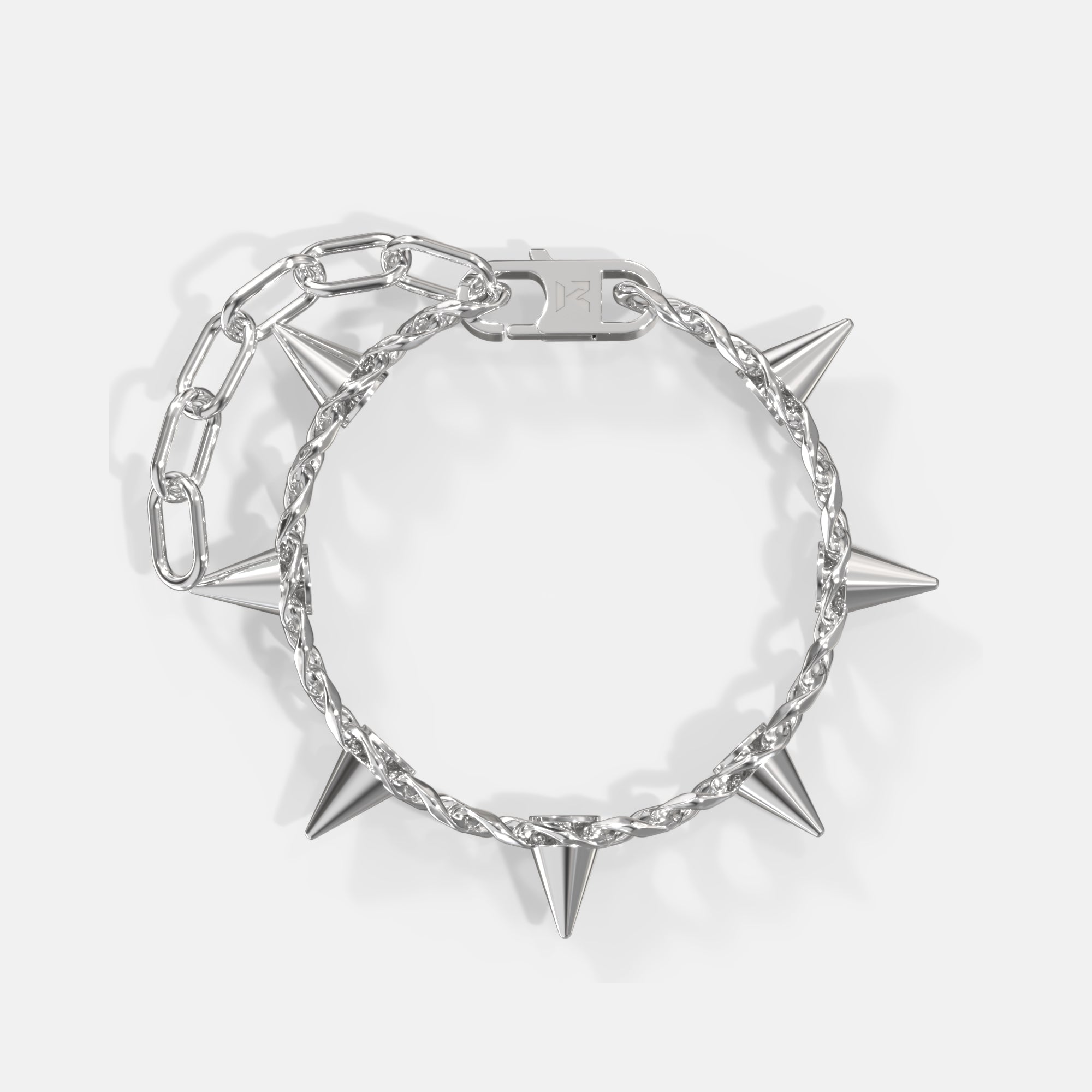 K12 - SILVER CUBAN SPIKE BRACELET - 10.5MM