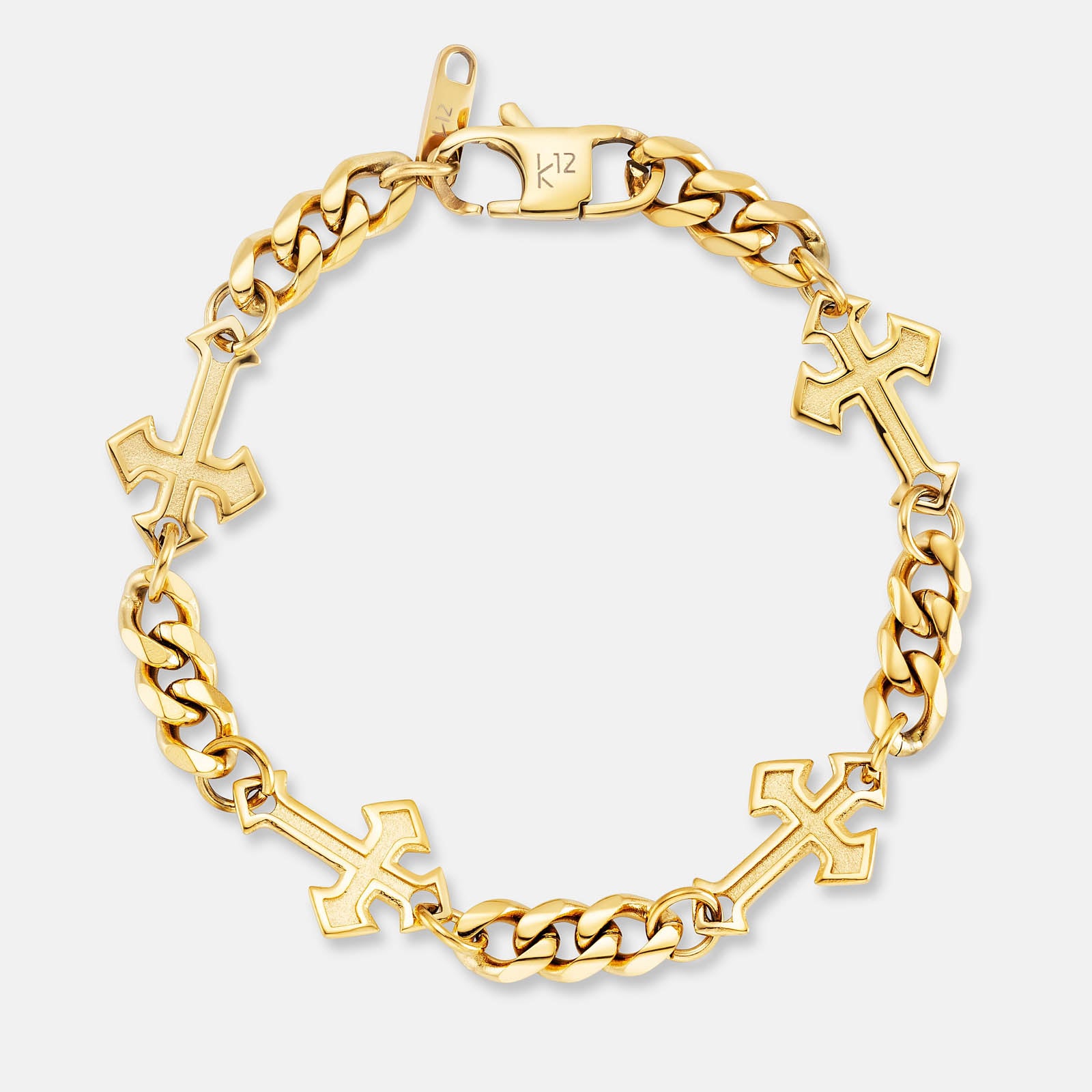 K12 - GOLD GOTHIC CROSS BRACELET