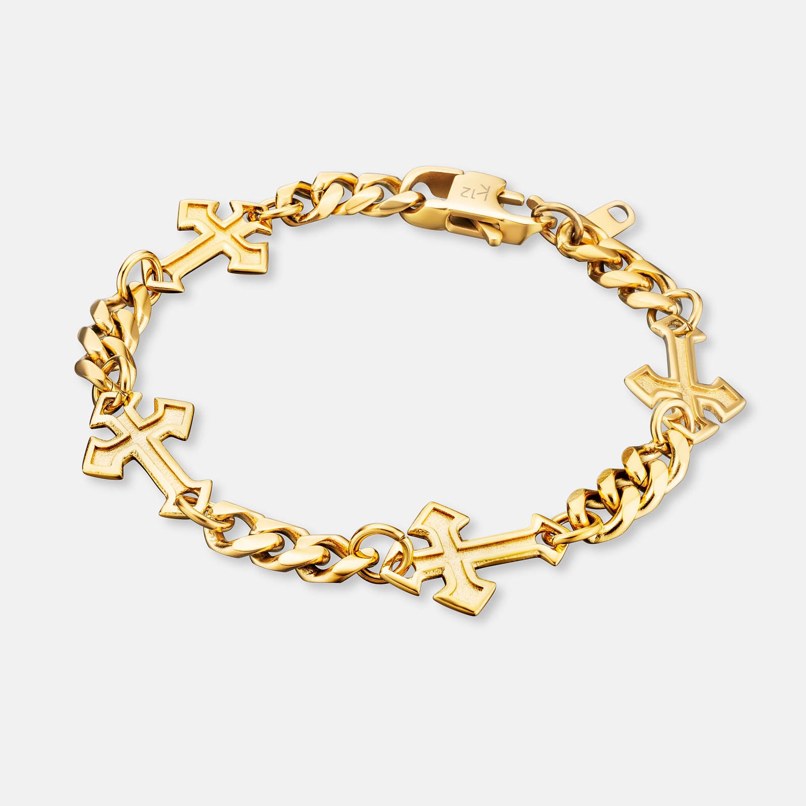 K12 - GOLD GOTHIC CROSS BRACELET